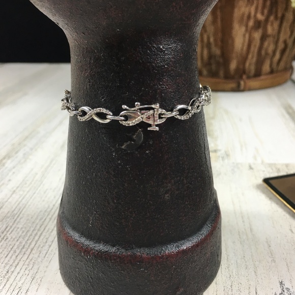 Sterling Silver Infinity Diamond Bracelet - Picture 5 of 8